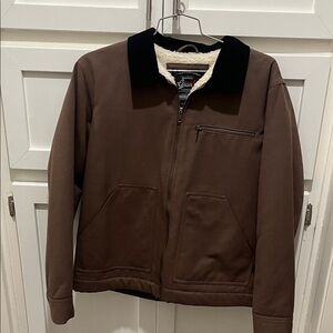 Brown Men's Jacket with Black Collar